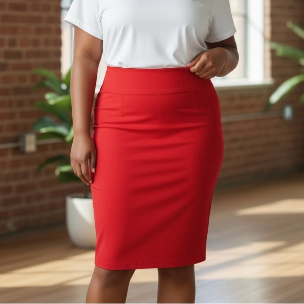 Hybrid & Company Vibrant Red Pencil Skirt